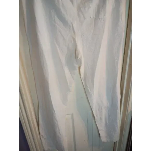 Yasa Gauzy Pants White Wide Leg Drawstring Sz L Beach Resortwear Pool - Picture 6 of 8